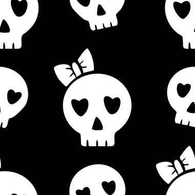 Siyah ve beyaz şirin kafatası deseni tasarımı