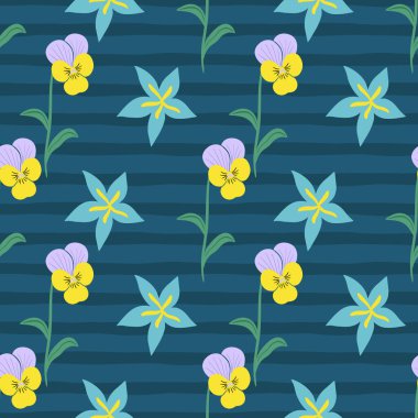 Çizgili arka planda nonoş kalp krizi ilkbahar deseni