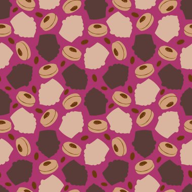 Kurabiye ve kek siluet vektör deseni