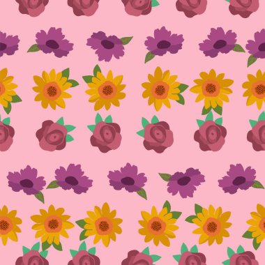 Vektörsüz desenli zarif düz çiçek çizimi