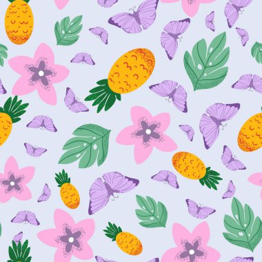 Soyut tropikal vektör tekrarlama deseni çizimi