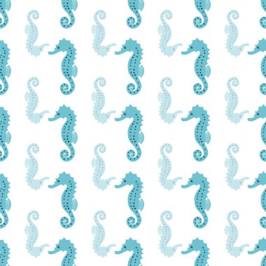Deniz atı soyut vektör tekrarlama desen illüstrasyonu