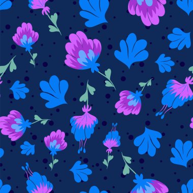 Sihirli çiçekler pürüzsüz desen tasarımı çizimi