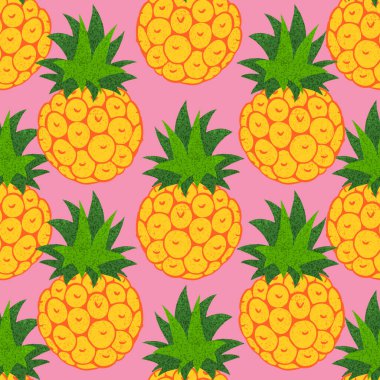 Pembe arka planda tropik ananas deseni