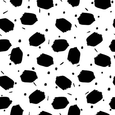 siyah ve beyaz noktasız vektör deseni fırça darbeleri ve noktalar