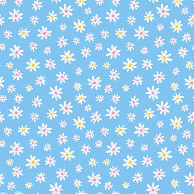 White abstract ditsy flowers seamless pattern design