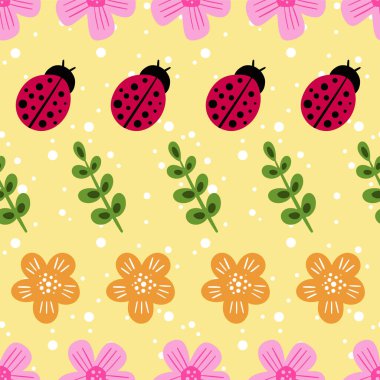 Vector seamless pattern spring colorful illustration
