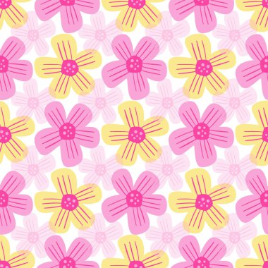 Abstract spring flowers seamless pattern