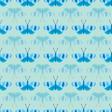 Blue abstract butterfly seamless pattern design