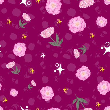 Spring peonies seamless pattern design background