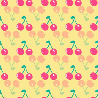 Minimal cherry fruit seamless vector pattern