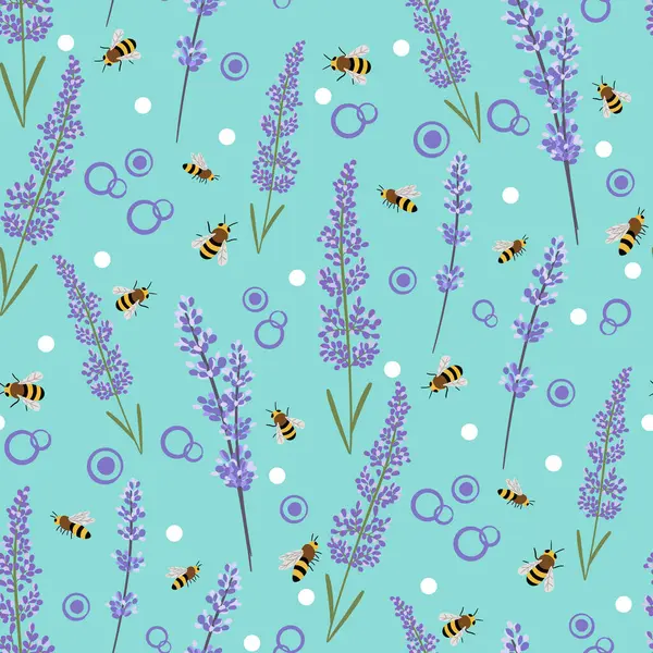 Lavender and honeybee seamless pattern design