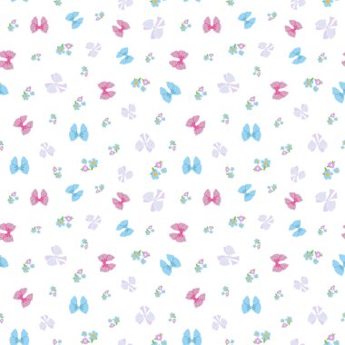 Ditsy bows and flowers seamless vector pattern