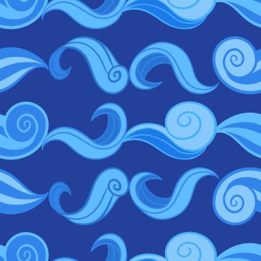 Abstract sea waves vector seamless pattern design