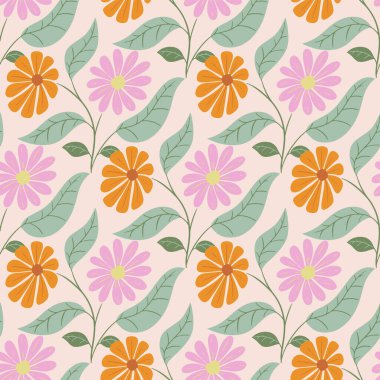 Spring abstract flowers seamless vector pattern