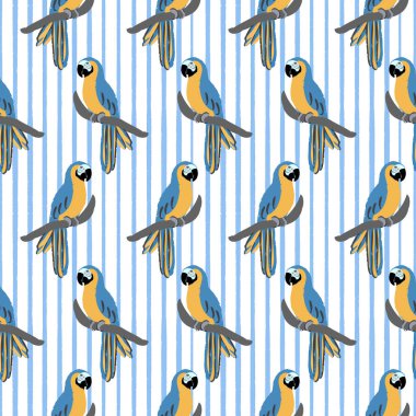 Macaw parrot seamless vector pattern