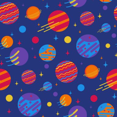 Colorful galaxy vector seamless pattern design