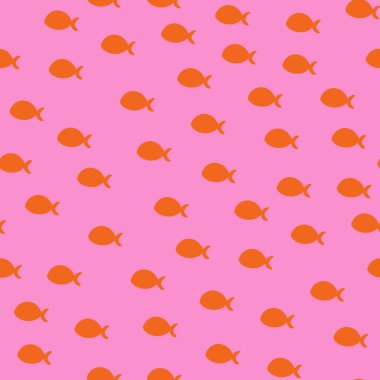orange fish on pink, seamless vector pattern