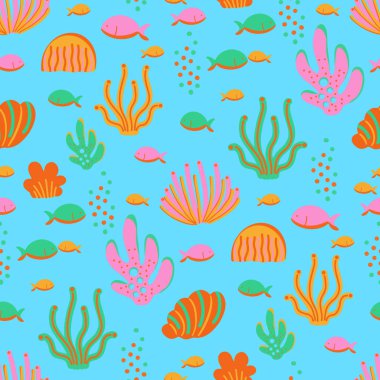 Colorful Reef seamless vector pattern