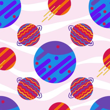 Colorful galaxy vector seamless pattern illustration
