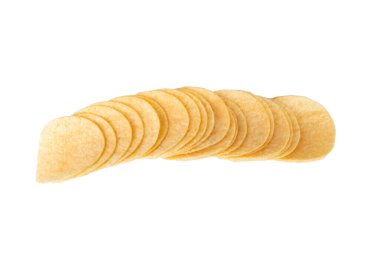crisps fast food heap tasty isolated on white background.