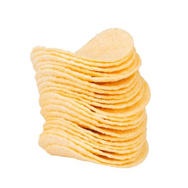 crisps fast food heap tasty isolated on white background.