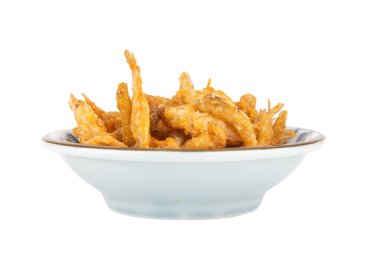 Crispy Small Fish isolated on white background.