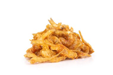 Crispy Small Fish isolated on white background.