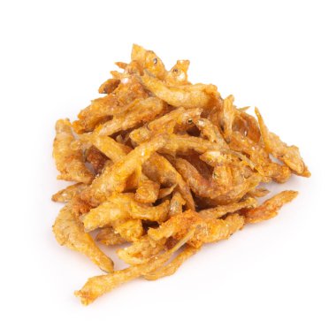 Crispy Small Fish isolated on white background.