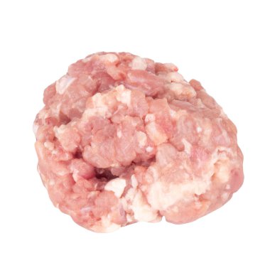 minced pork pile isolated on white background.