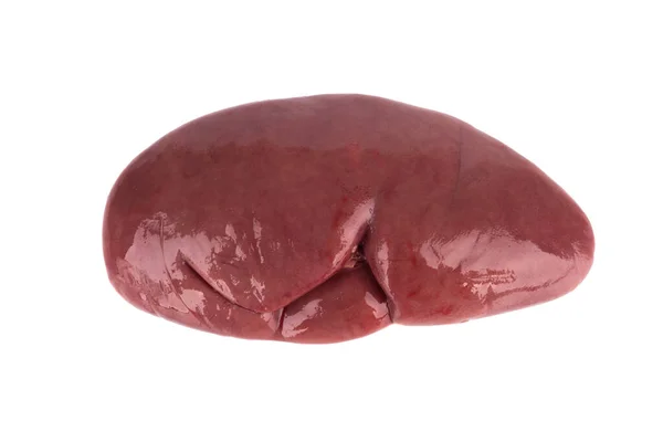 Pork kidney isolated on white background.