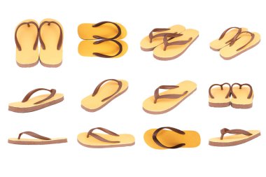 sandals  flip flops color brown isolated on white background.