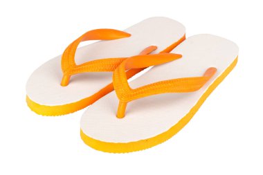 sandals  flip flops color orange isolated on white background.