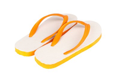 sandals  flip flops color orange isolated on white background.