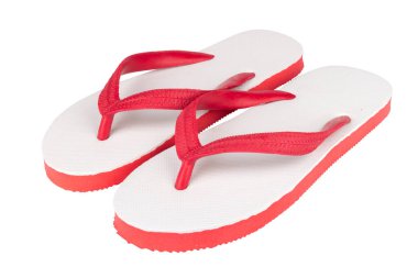 sandals  flip flops color red isolated on white background.