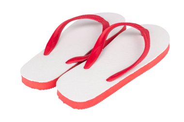 sandals  flip flops color red isolated on white background.