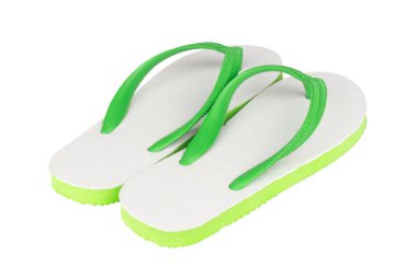sandals  flip flops color green isolated on white background.