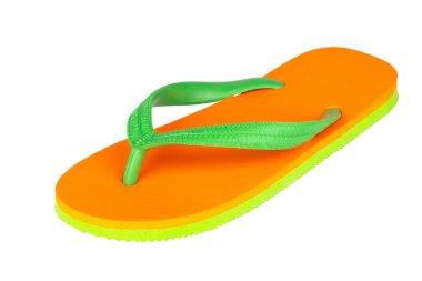 sandals  flip flops color green orange isolated on white background.