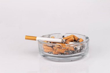 cigarette ashtray white background ash smoke butt.