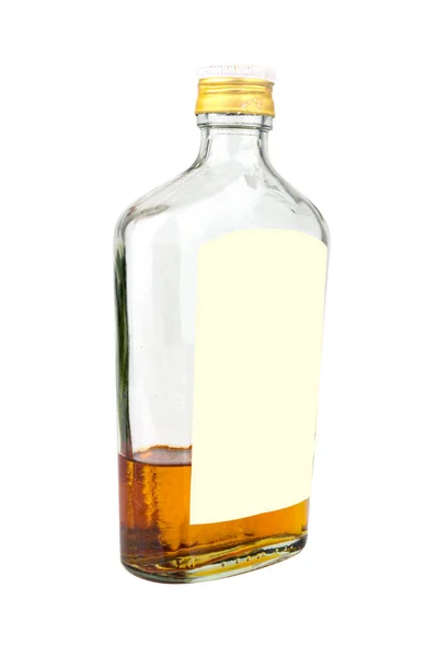 Flasche Likör Weinglas Isoliert Auf Weißem Hintergrund — Stockfoto