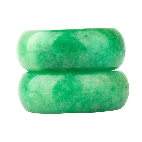 Ring Grön Jade Isolerad Vit Bakgrund — Stockfoto