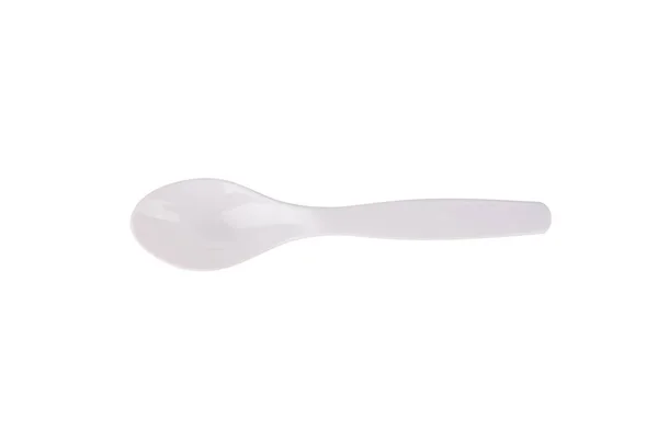 Cucchiaio Plastica Isolato Sfondo Bianco — Foto Stock