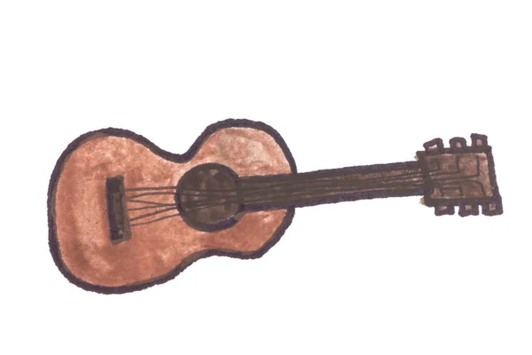 Guitar Cartoon Paint Isolated White Background — Stock Photo, Image