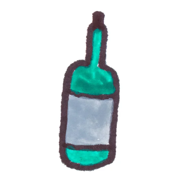 Bottle Beer Cartoon Paint Isolated White Background — Stock Photo, Image