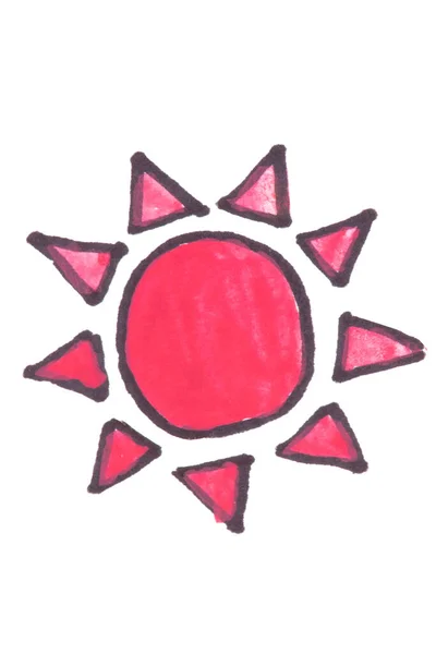 Sun Art Cartoon Isolated White Background — Stock Photo, Image