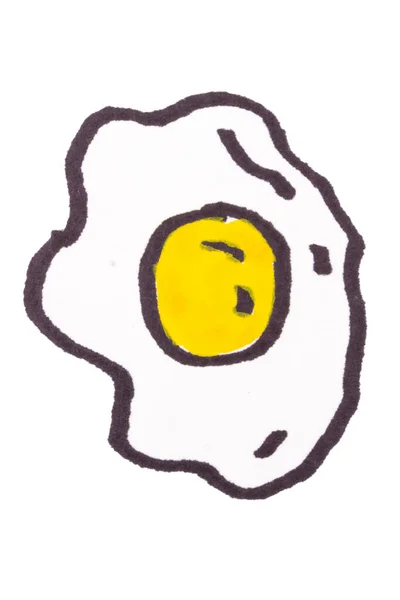 白い背景に隔離された卵揚げアート漫画 — ストック写真