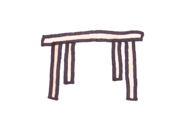 Table Art Cartoon Isolated White Background — Stock Photo, Image