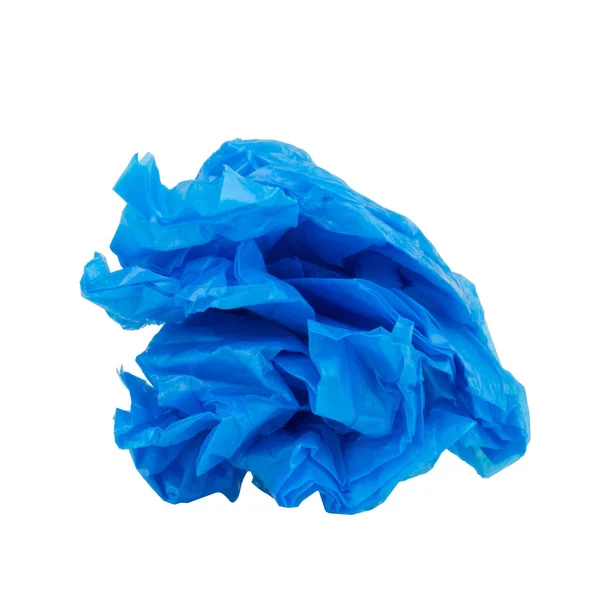 Sacchetto Plastica Isolato Sfondo Bianco Accartocciato Blu — Foto Stock