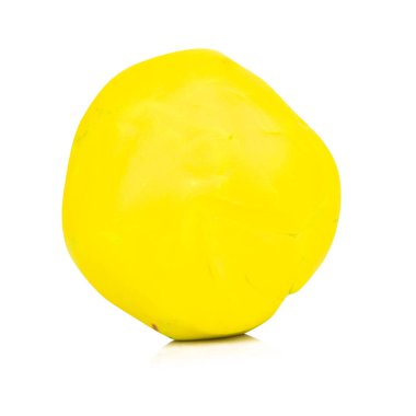Plastik sarı küre beyaz zemin üzerinde izole edilmiş tek bir küre.