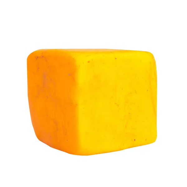 Plasticine Yellow Square Isolated White Background Single One — Stock Photo, Image